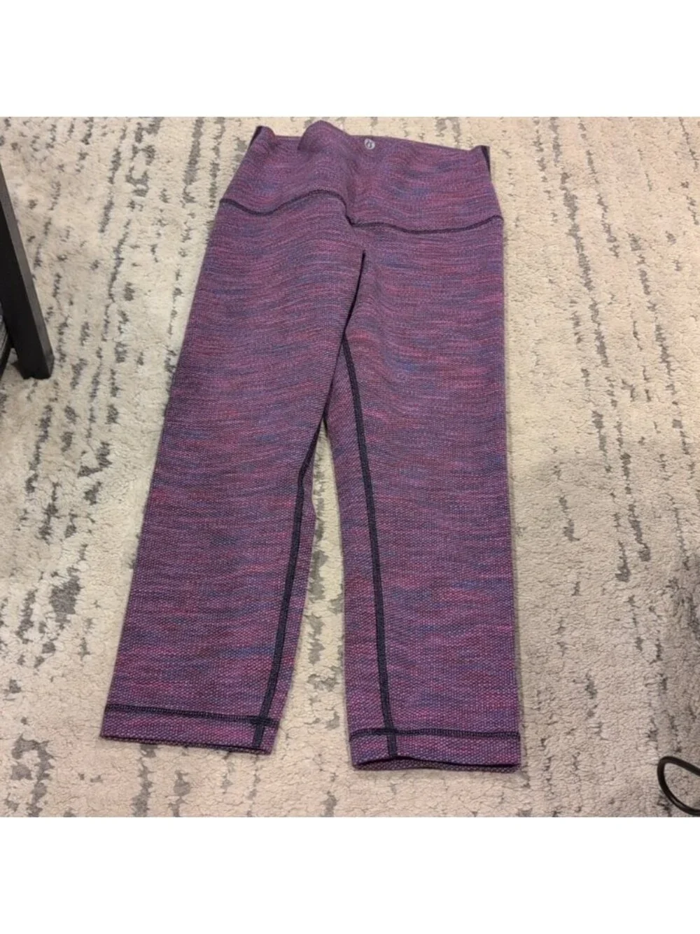 Lululemon Wunder Under Crop II (Roll Down)Diamond Jacquard Space Dye Naval Blu